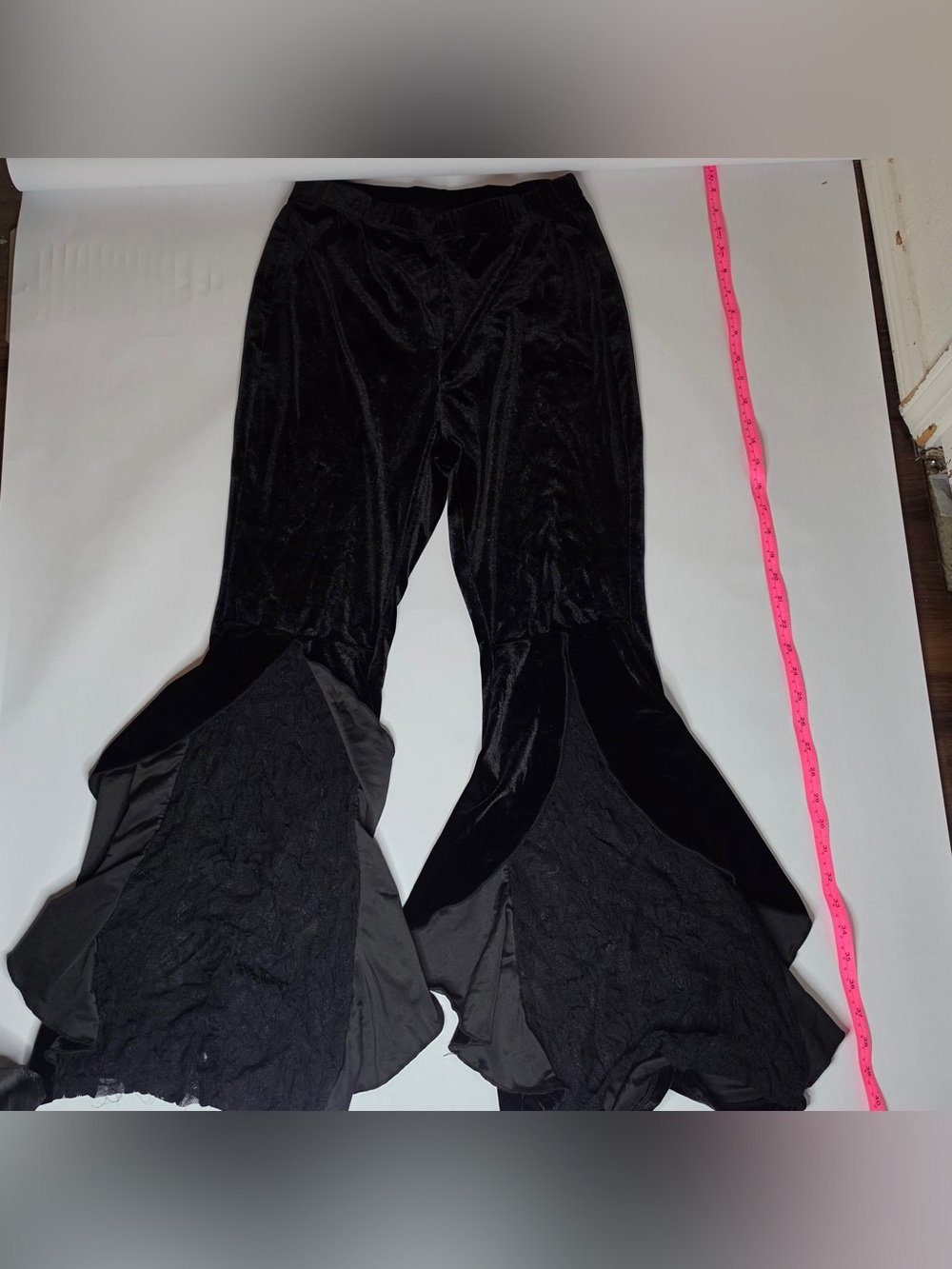 SHEIN Black Velvet Flare Palazzo Pants